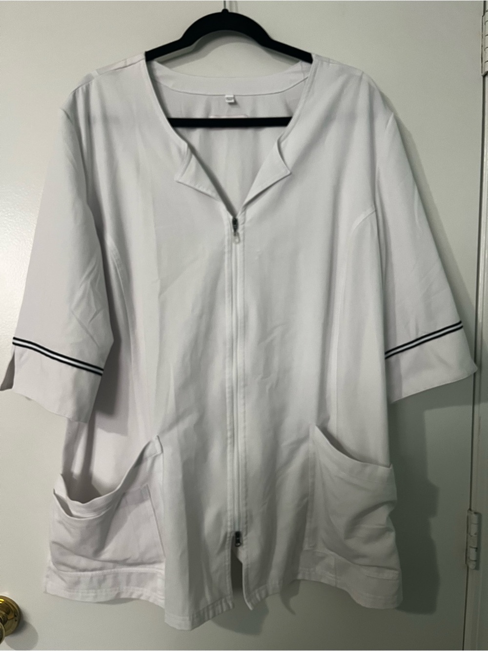 White Cross White Coat Lab Coat with Black Accent
